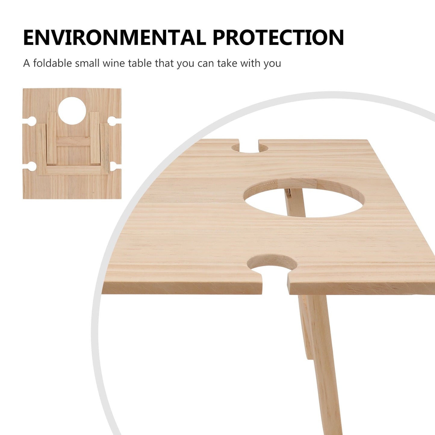 SWETRACE 1 Pc Synthetic Material Foldable Wine Table for Picnic Camping 34x11.8in