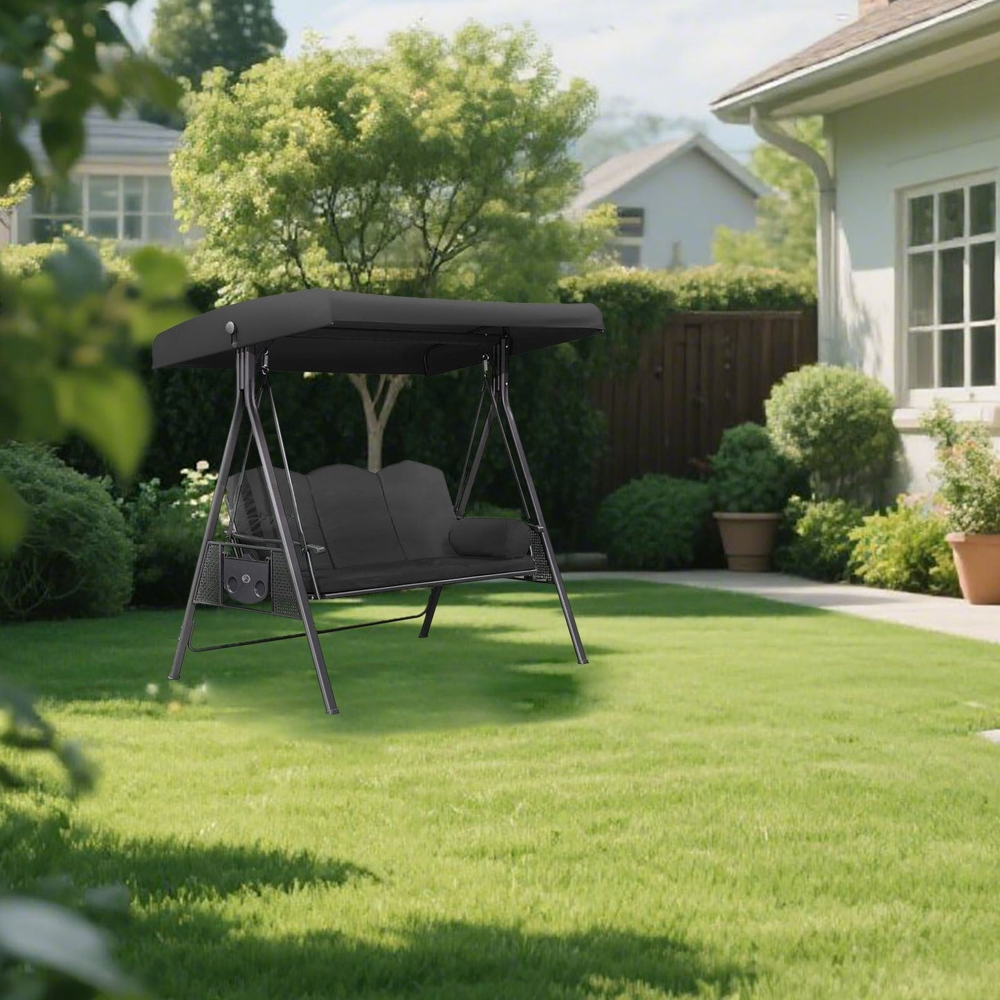 3-Seater Outdoor Balcony Swing Chair Cover, Outdoor Swing Replacement Cover, Durable Garden Swing Covers Suitable for Porches and Backyards