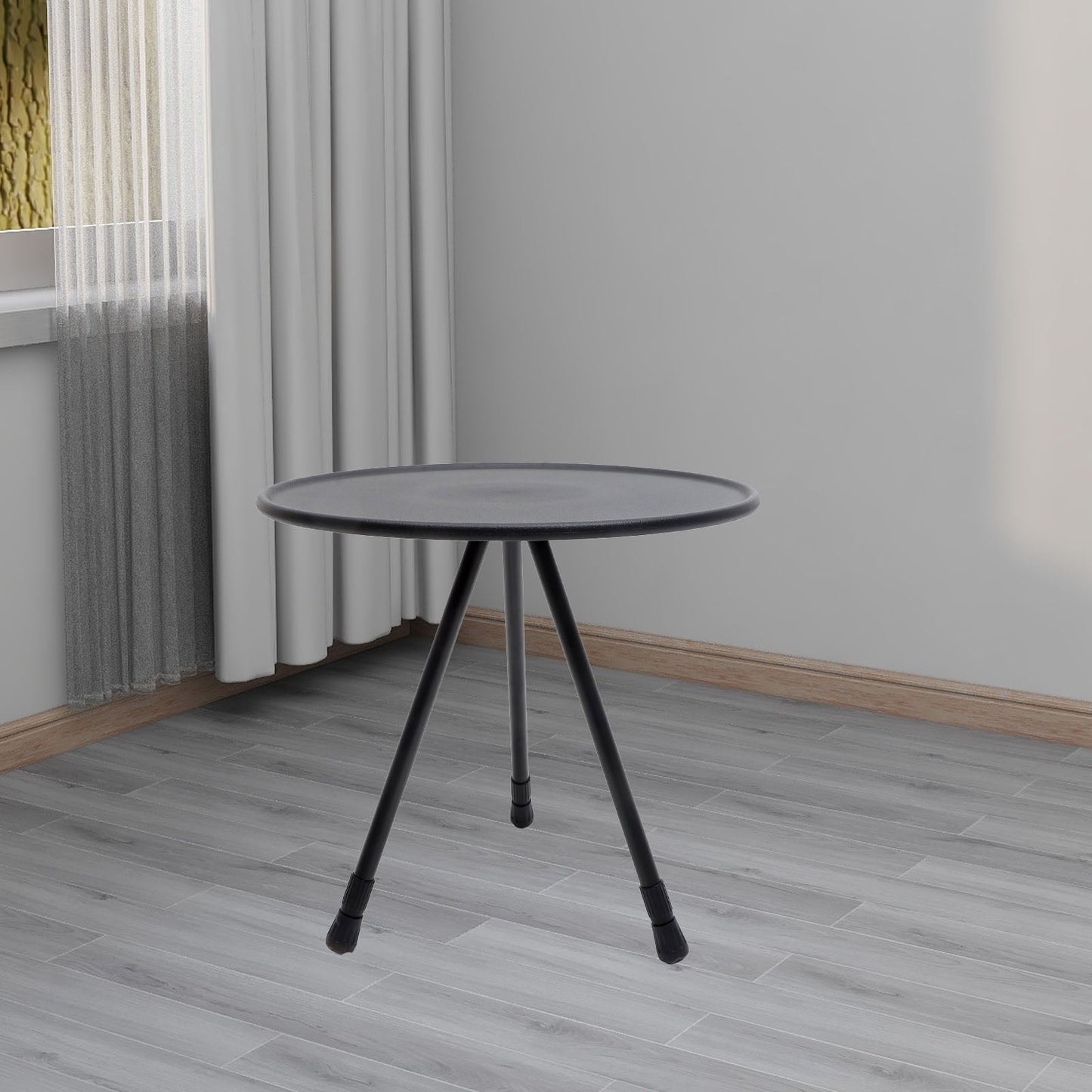 UPOUART 1Pcs Black Round Portable Picnic Table for Outdoor Camping and Barbecue