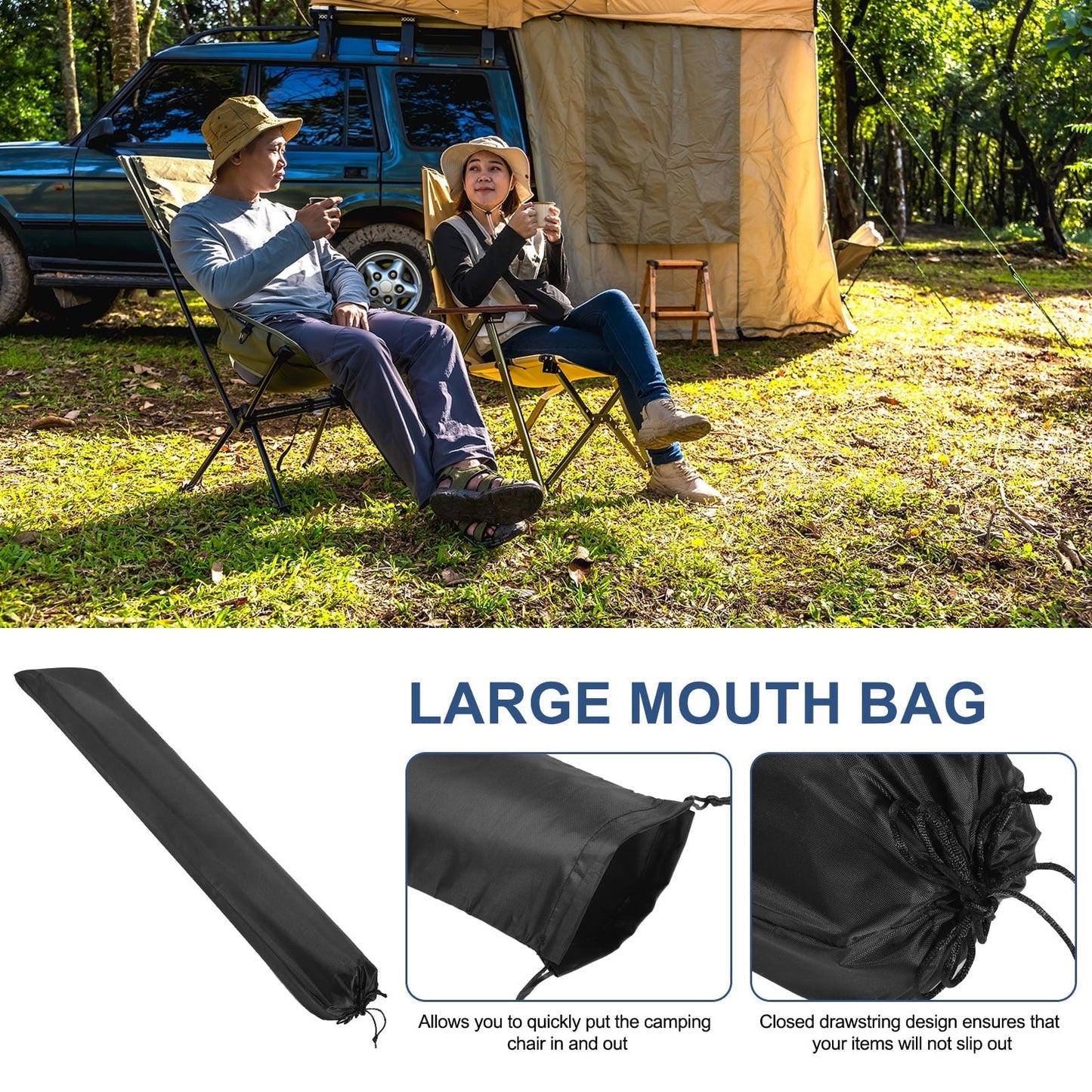 2 pcs Camp Chair Replacement Bag 24" x 8" Nylon Carrying Bag Outdoors Folding Chair Cover Tripod Case Bag  Black