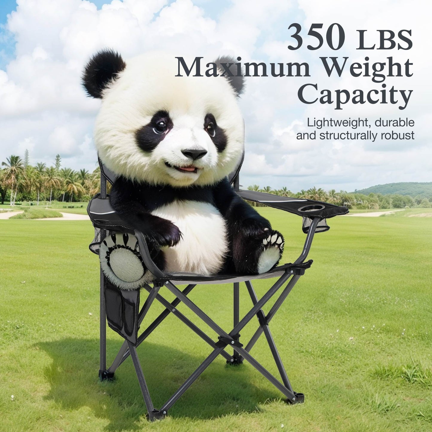 Sophia & William 2 Pack Oversized Camping Chair Portable Mesh Folding Chair with Cup Holder Supports up to 450Lbs for Outdoor, Fishing, Beach, Backyard, Black