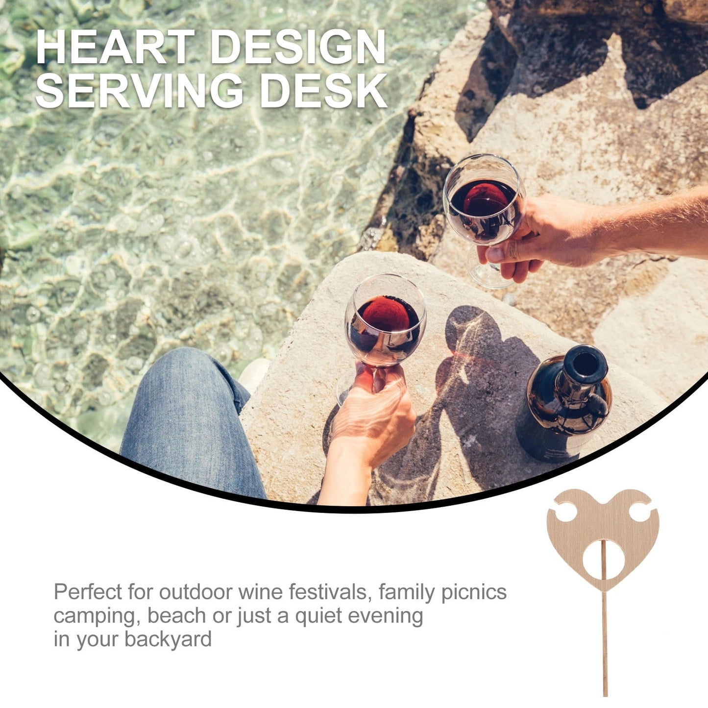 ADDHAT 1Pc Wood Pedestal Stand Folding Wine Table Khaki Outdoor Wine Festivals Wine Lovers