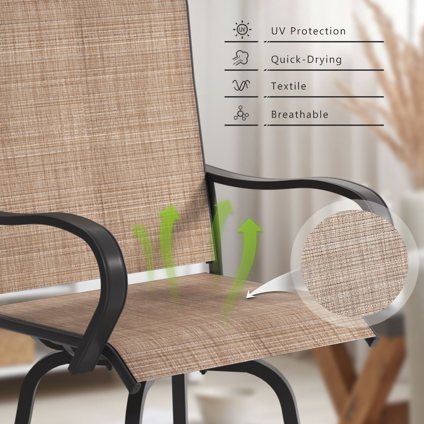 BaPiPro Outdoor Swivel Bar Stools Set of 2, Premium Patio Bar Stools, Textilene Bar Height Patio Chairs, Tall Patio Chairs for Yard, Garden, Balcony