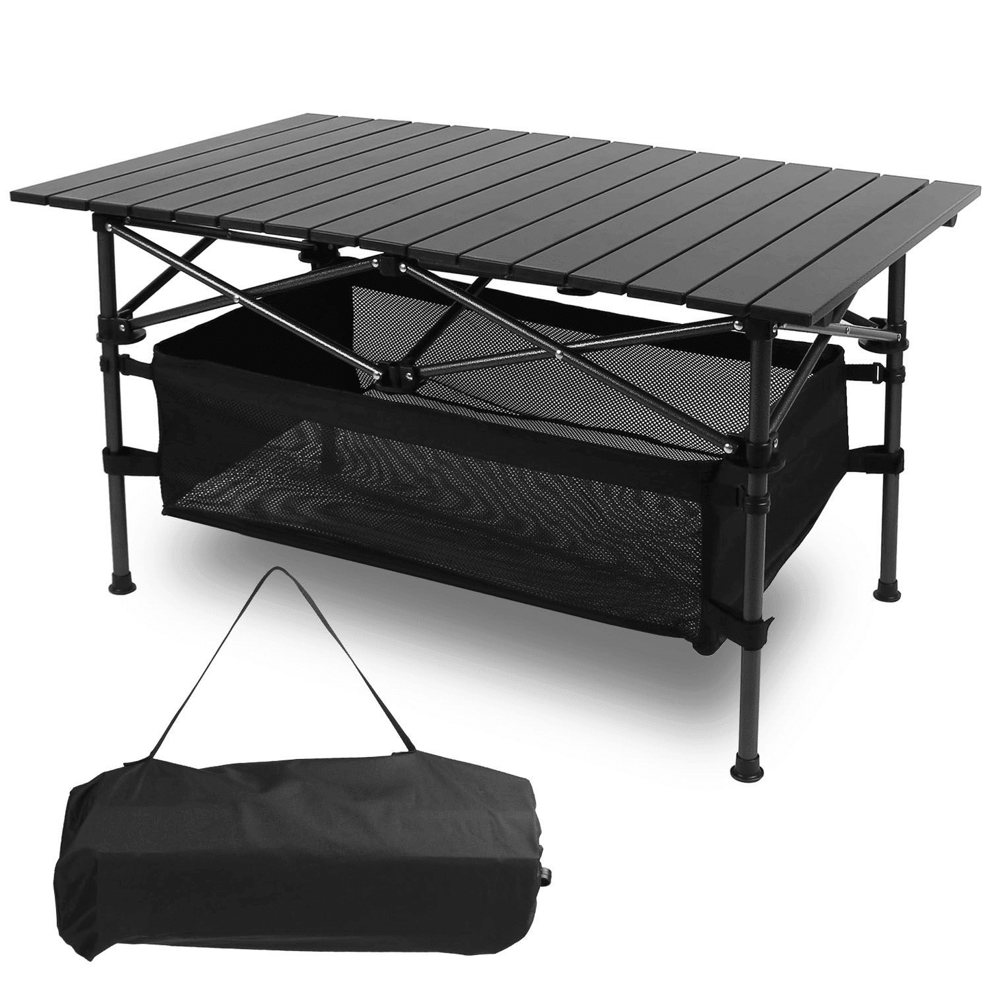 Adjustable Height Folding Table with Storage Bag Durable Metal Tripod Base for Beach Picnic BBQ Patio Lightweight Compact Indoor Outdoor Use198