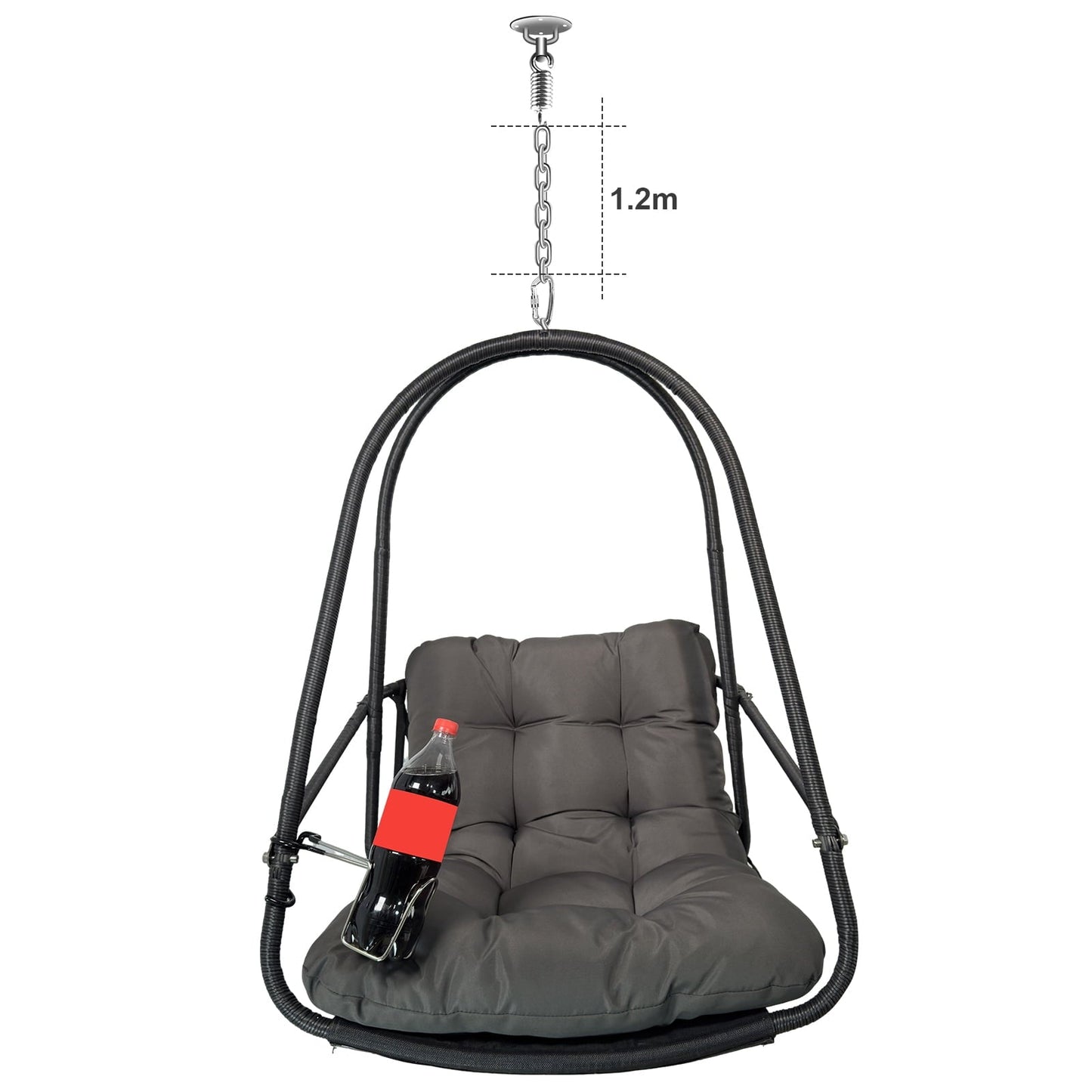 Patio Seating Swing Egg Chair with Stand Indoor Outdoor Wicker Rattan Patio Basket Hanging Chair with C Type bracket , with cushion and pillow,Patio Wicker folding Hanging Chair( Special construction