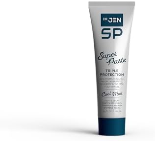 Dr. Jen Super Paste/Toothpaste with Fluoride +10% Nano-Hydroxyapatite Travel Toothpaste for Teeth Whitening & Sensitive Teeth Care (3.4 Ounce (Pack of 1), Cool Mint)