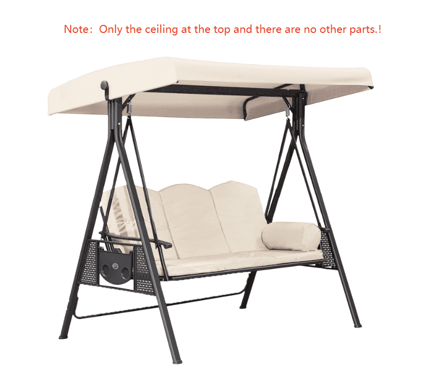 3-Seat Outdoor Patio Porch Swing with Adjustable Tilt Canopy, Cushions and Pillow Included (Excluding iron frame chairs)