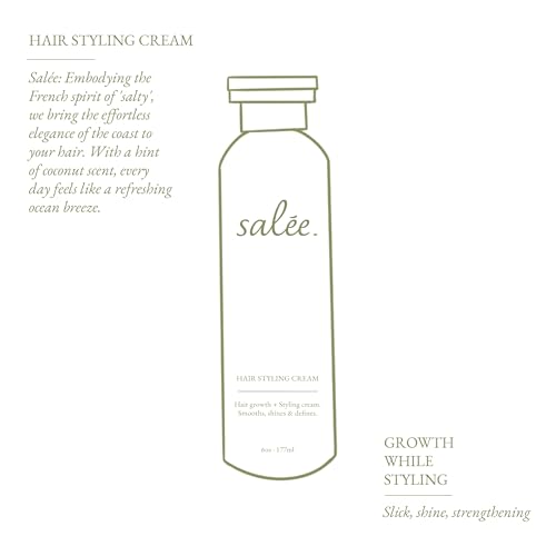 Salée Hair Styling Cream | Anti-Frizz Leave-In Smoothing Cream for All Hair Types | Flexible Hold & Shine | Defines Curls, Tames Flyaways, Softens & Nourishes | 6 oz.