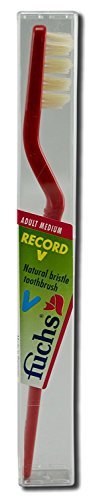 Fuchs Adult Medium Record V Natural Bristle Toothbrush - 10 per case.