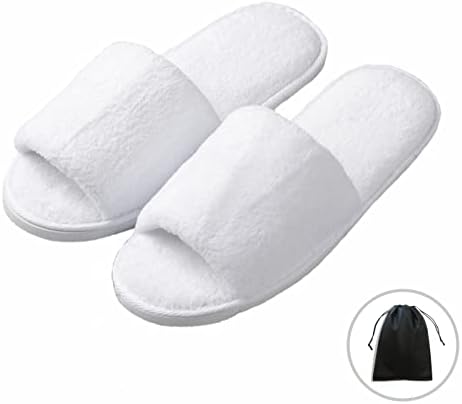 KHC-KHF Spa Slipper- 5 Pairs of Velvet Open Toe Slippers with Travel Bags- One Size Fit Most Men and Women for Spa