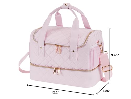 Nail Polish Organizer Case Fits 1 Nail Lamp and 50 Bottles,Pretty Nail Organizers and Storage with Side Pockets for Nail Polish Remover,Manicure Tools (Patented,Bag Only)-Pale Pink