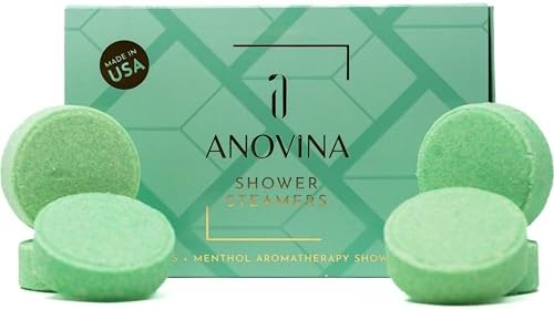 Anovina Eucalyptus & Menthol Shower Steamers β Aromatherapy Shower Tablets with Soothing Vapors β Made in USA β Shower Bomb Gift Set for Men & Women