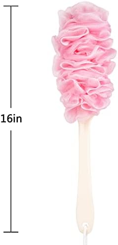 Loofah Back Scrubber for Shower,Loofah On a Stick Long Handle Bath Sponge Shower Brush,Soft Nylon Mesh Body Brush for Women&Men