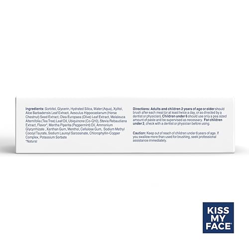 Kiss My Face Triple Action Toothpaste Gel, Herbal Mint Flavor, Removes Plaque, Whitens Teeth, Prevents Tartar, with Tea Tree Oil and Aloe, Fluoride Free, Vegan, 4.5 oz, 3 Pack