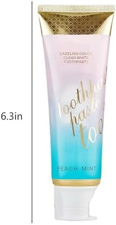 Peach Mint Toothpaste, Intensive Whitening Toothpaste with Natural Gentle Care Deep Stain Removal Clean Peach Flavor, Improves Gum Health, Fresh Breath (1)