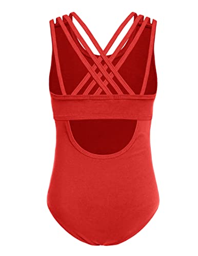 Arshiner Girls Gymnastics Leotards Sleeveless Sparkly Dancewear Ballet Ballerina Outfit Red 8-9 Years