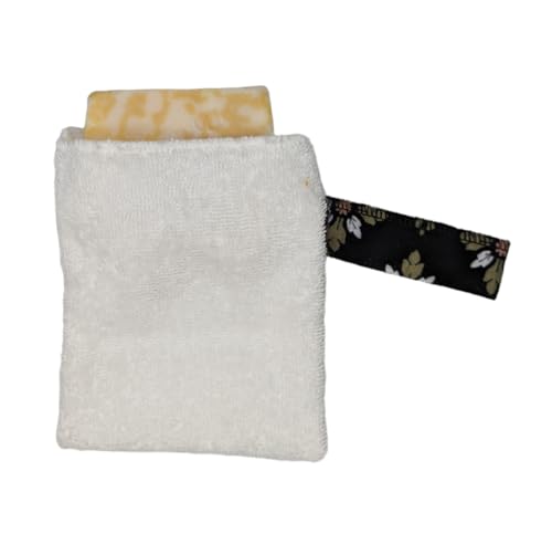 Terry Cloth Soap Holder, Soapie, Soap On A Rope, Soap Cloth, Makeup Remover Cloth, Reusable (2 Pack) (White)