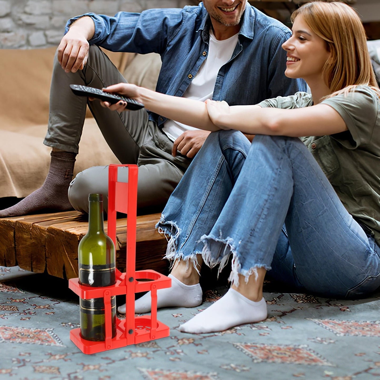 Raindrops 1Set Folding Beer Basket Large Foldable Beverage Holder Red Plastic Rectangular for Picnic Party