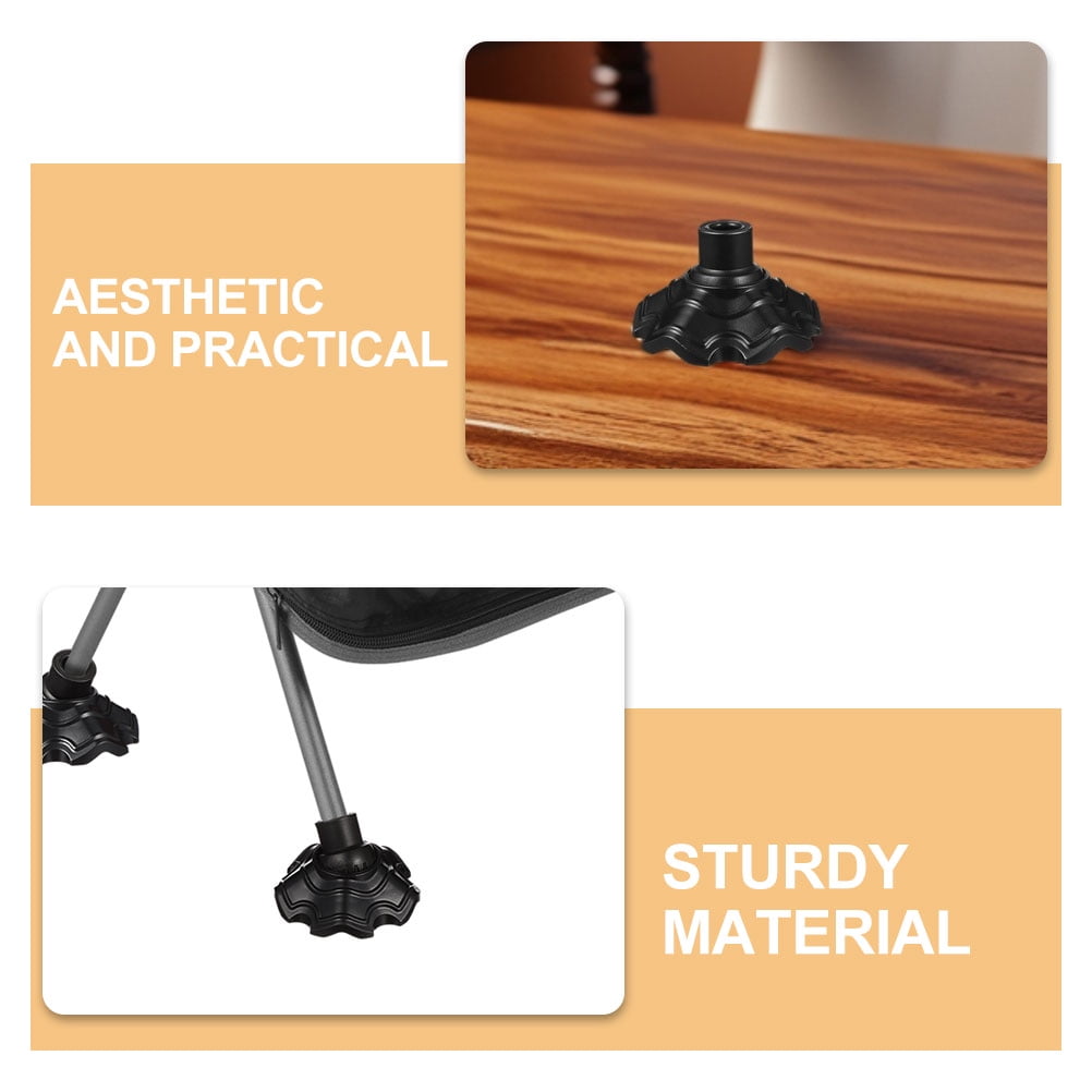 Amosfun 4pcs Chair Legs Caps Camping Chair Replacement Parts Black Plastic for Picnics