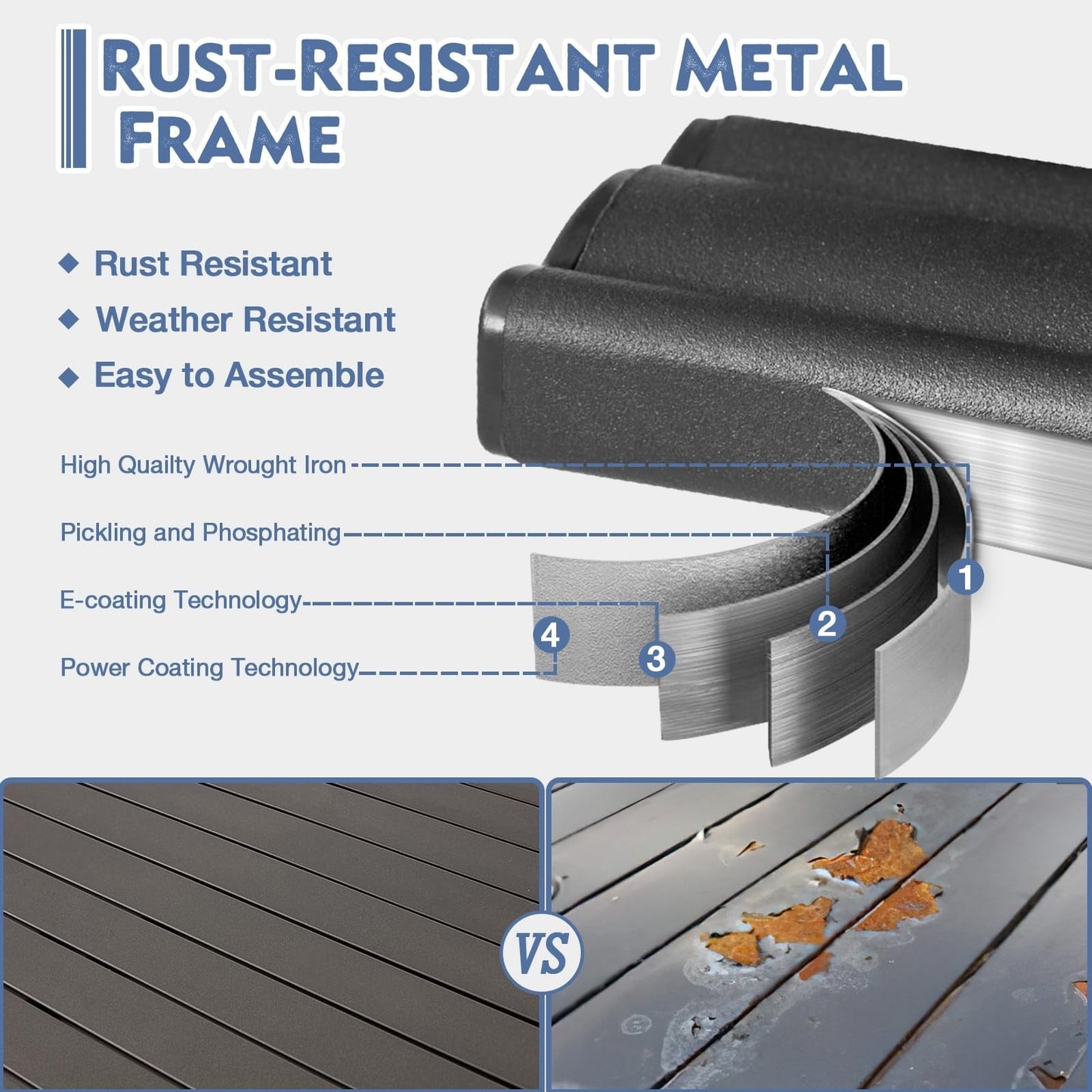 MELLCOM Patio Swivel Chair Set of 2, Outdoor Dining Chairs with Thickened Cushions, Wicker Chairs with Gentle Rocker for Porch, Garden, Backyard, Poolside, Deck, Blue