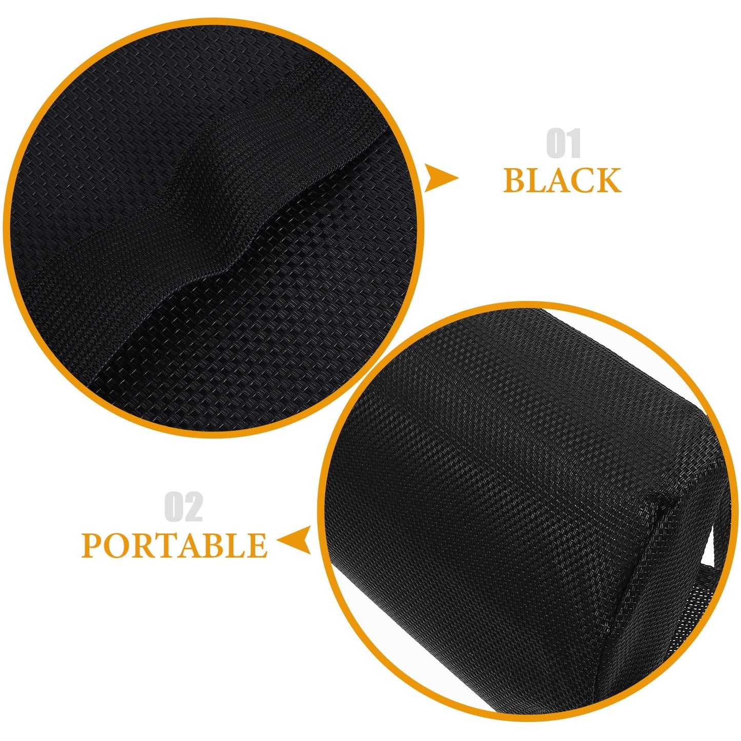 Phenofice 1Pcs Black Cloth Sponge Rectangular Beach Chair Pillow for Outdoor Picnic and Camping 11.8x5.9x2in