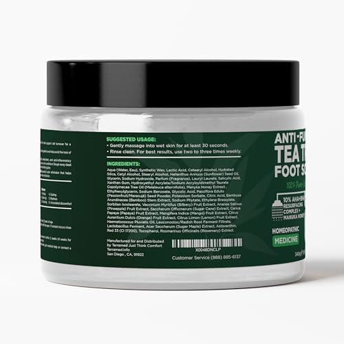 Foot Scrub with Tea Tree Oil | Callus Remover For Feet | Exfoliating Scrub with Salicylic and Glycolic Acid for Dead Skin, Athleteβs Foot, Warts, Corns, Rashes, Foot Odor, Insect Bites and Foot Care