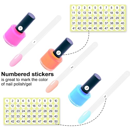SIUSIO 250 Pcs Oval Nail Swatch Sticks with Metal Split Ring and Numbered Tips - Clear Fan-shaped Color Display for Nail Art Polish Practice