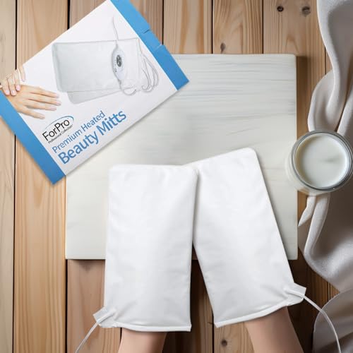 ForPro Professional Collection Premium Heated Mitts, Electric Thermal Moisturizing Hand Warmers for Spa Treatments, Dual Temperature Settings, 1-Pair