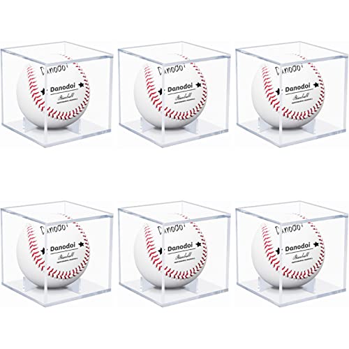 6 Pack Baseball Display Case UV Protected Acrylic Clear Baseball Holder Square Cube Ball Protector Memorabilia Autograph Display Box