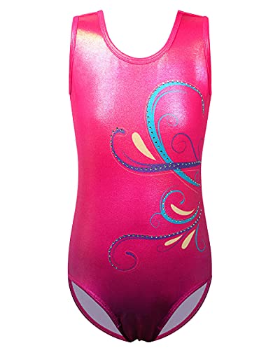 BAOHULU Gymnastics Leotards for Toddler Girls Shiny Dance Outfit Athletic Apparel B208_Rose_4A