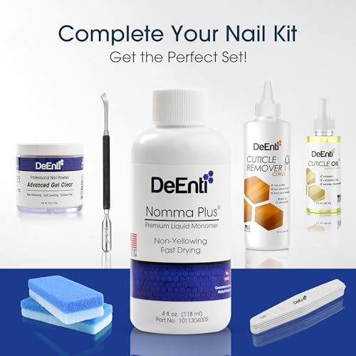 DeEnti Nomma Plus Professional Liquid Monomer, EMA Nail Liquid for Acrylic Powder, Non-Yellowing Monomer, 4oz Bottle, Professional Salon Quality Manicure and Pedicure Supplies