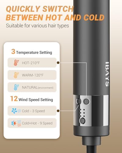 Hair Dryer Brush 6 in 1 Professional Hot Air Styler, 110,000 RPM High-Speed Negative Ionic Hair Dryer, Auto Wrap Curler Frizz-Free Blow Dryer Brush for Curling Volumizing Straightening Styling