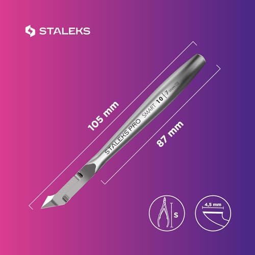 Staleks Pro Professional Cuticle Nippers SMART 10 – 7mm Blade Cuticle Trimmer Stainless Steel Ergonomic Grip Sharp & Durable Ideal for Manicure