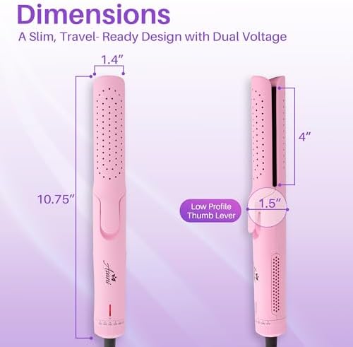 Asani 360° Airflow Styler - 2-in-1 Professional Curling Wand & Hair Straightener - Flat Iron Curler with Cooling Fan, Air Vents - Crimper Styling Tool for Volume & All-Day Curls - for All Hair (Pink)
