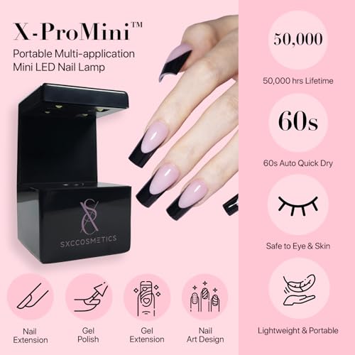SXC Cosmetics X-Pro Tips French Tip Press on Nails β Medium Square French Black Edition (BLACK117KIT-M Square)