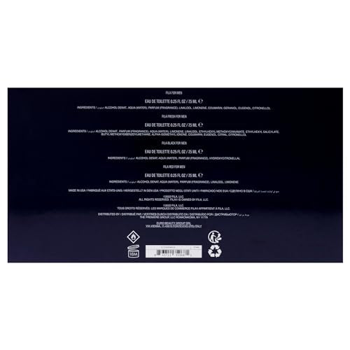 Fila Cologne Giftset for Men - Cool, Clean And Refreshing Perfumes for Men - Long Lasting Fragrances - Trendy, Portable Bottle Design - 4 Pc