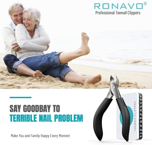 RONAVO Podiatrist Toenail Clippers for Thick Nails & Ingrown Nails,Professional Toenail Cutters Heavy Duty Stainless Steel Pedicure Tool with Wide Jaw&Easy-Grip Handle,Ideal for Seniors,Diabetics,Men
