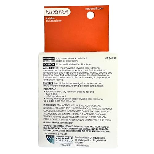 Nutra Nail Invisible Flex Hardener – Instant Protective & Restorative Clear Gel Top Coat Shield for Brittle, Damaged Nails - 0.5 Fl Oz