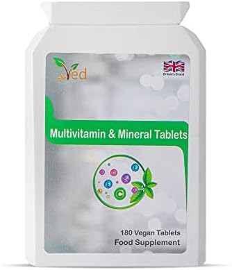 VED Multivitamins Supplement with Vitamin A, Vitamin C, Vitamin D, Vitamins E & B6 & More| Lactose & Gluten Free Food Supplement for Energy & Health Support| 180 Vegan Tablets|6 Month Supply.
