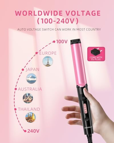 DORISILK Small Barrel Curling Iron for Short and Medium Hair๏ผ1 Inch Mini Curling Wand Travel Size๏ผDual Voltage Curling Iron for European and International Voltage