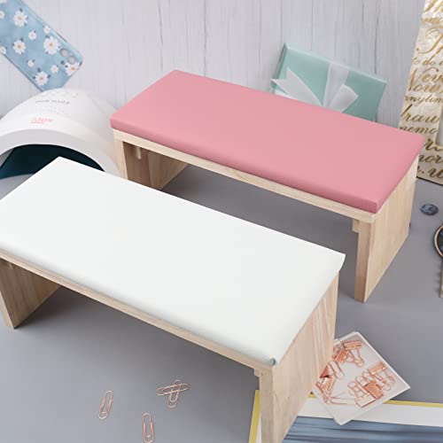 Arm Rest for Nail Techs, Professional Microfiber Leather Nail Arm Rest Cushion with Soft High-Density Sponge Solid Wood Table Non-Slip Manicure Hand Rest Stand for Nail Supplies (White)