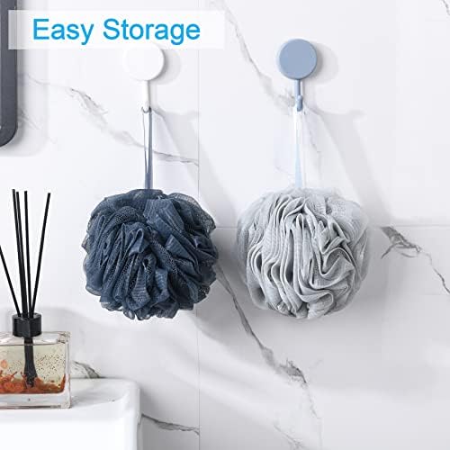 AmazerBath Loofah Sponge 75g/Piece, Exfoliating Bath Sponge Body Scrubber - Loofa Set of 4 Grey Blue-Pink-Grey-White (Large)