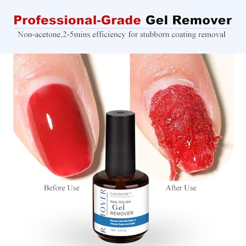 Gel Nail Polish Remover,2PCS/45ML,Quickly and Easily Remove Gel Polish at Home,Contains Roll-on Cuticle Oil,2X Cuticle Pusher and Nail File, Not Damage to Nails,No Need to Wrap or Soak