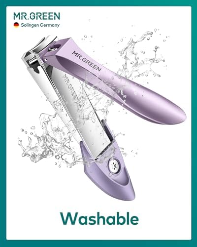 MR.GREEN Nail Clippers with Nail File,Anti Splash Nail Clipper Set for Thick Nails,Medical Grade Stainless Steel Professional Nail Cutter,Sharp and Durable fingernail Clipper for Men and Women(Purple)