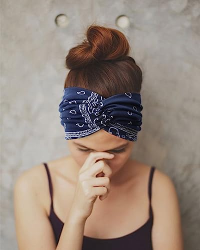 Extra Wide Headbands for Women Large Turban Headband Non Slip Boho Elastic Hairband Hair Twisted Knot Head Bands Accessories