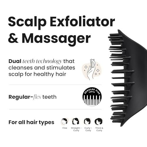 Tangle Teezer Scalp & Shampoo Hairbrush, to Exfoliate, Massage, and Cleanse, for All Hair Types, Onyx Black