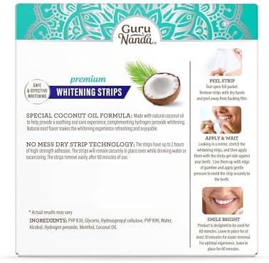 GuruNanda Teeth Whitening Strips - 16-Day Treatment with Non-Slip, Dry Strip Technology - Whitening Designed with Care for a Brighter Smile