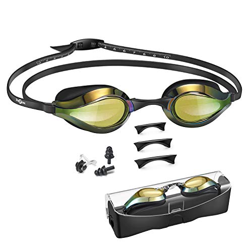 PHELRENA Swimming Goggles, with Scale Head Strap Swim Goggles, Clear Vision Anti Fog & Glare No Leaking for Adult Kids