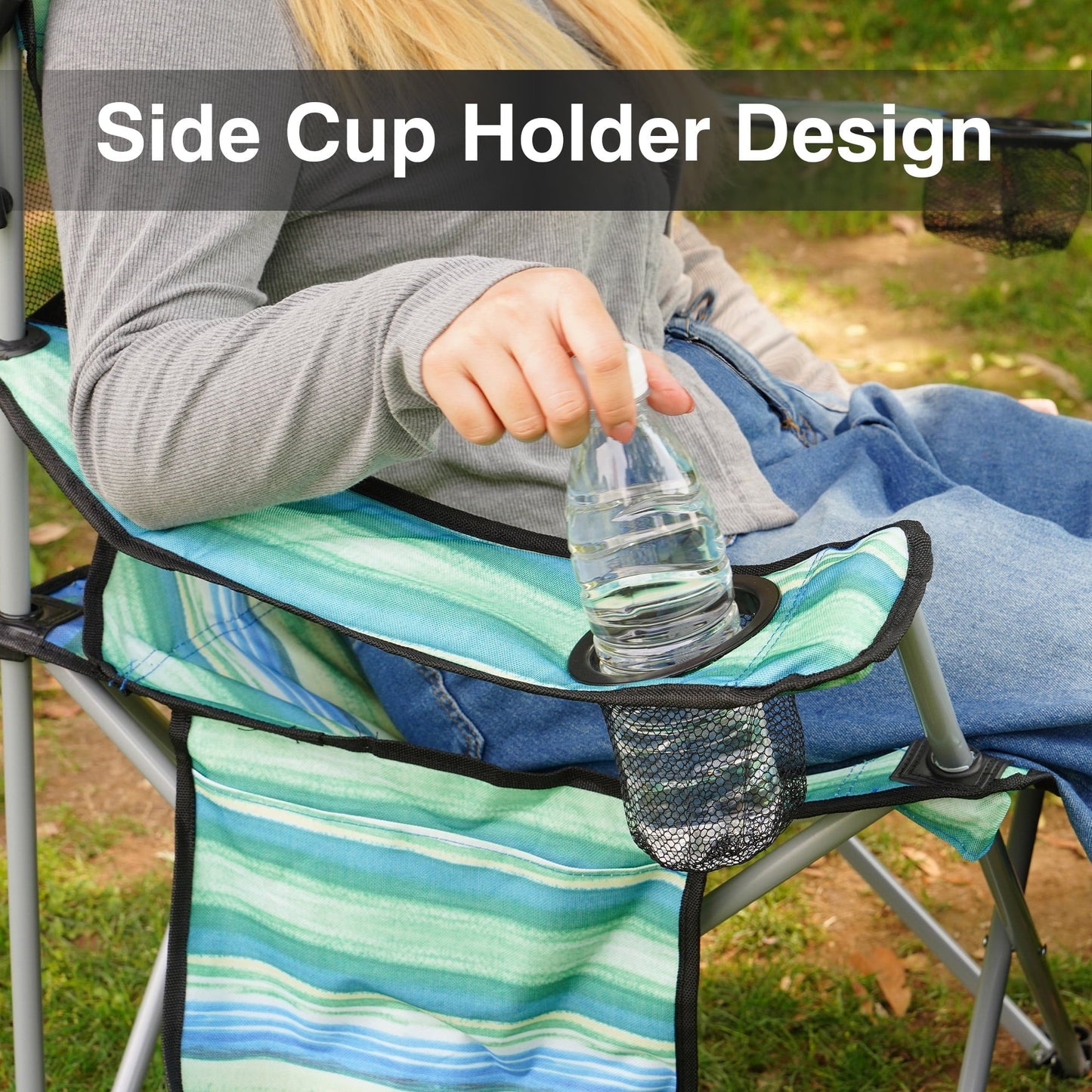 BalanceFrom Folding Camp Chair,Portable Outdoor Chair,with Shade & Cup Holder,for Camping, Beach, Fishing, and Sports Events