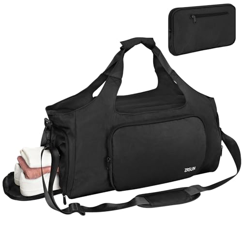 Gym Bags for Men Women, Sports Duffle Bag, Travel Gym Bag with Shoes Compartment and Wet Pocket, Foldable, Lightweight for Travel, Gym, Yoga